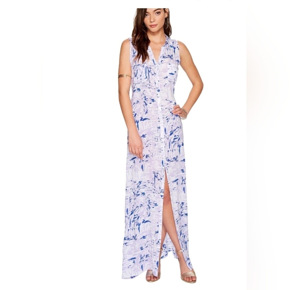 Lilly Pulitzer Erza Maxi Beach Dress Lilac Verbena Rock The Dock Purple Small